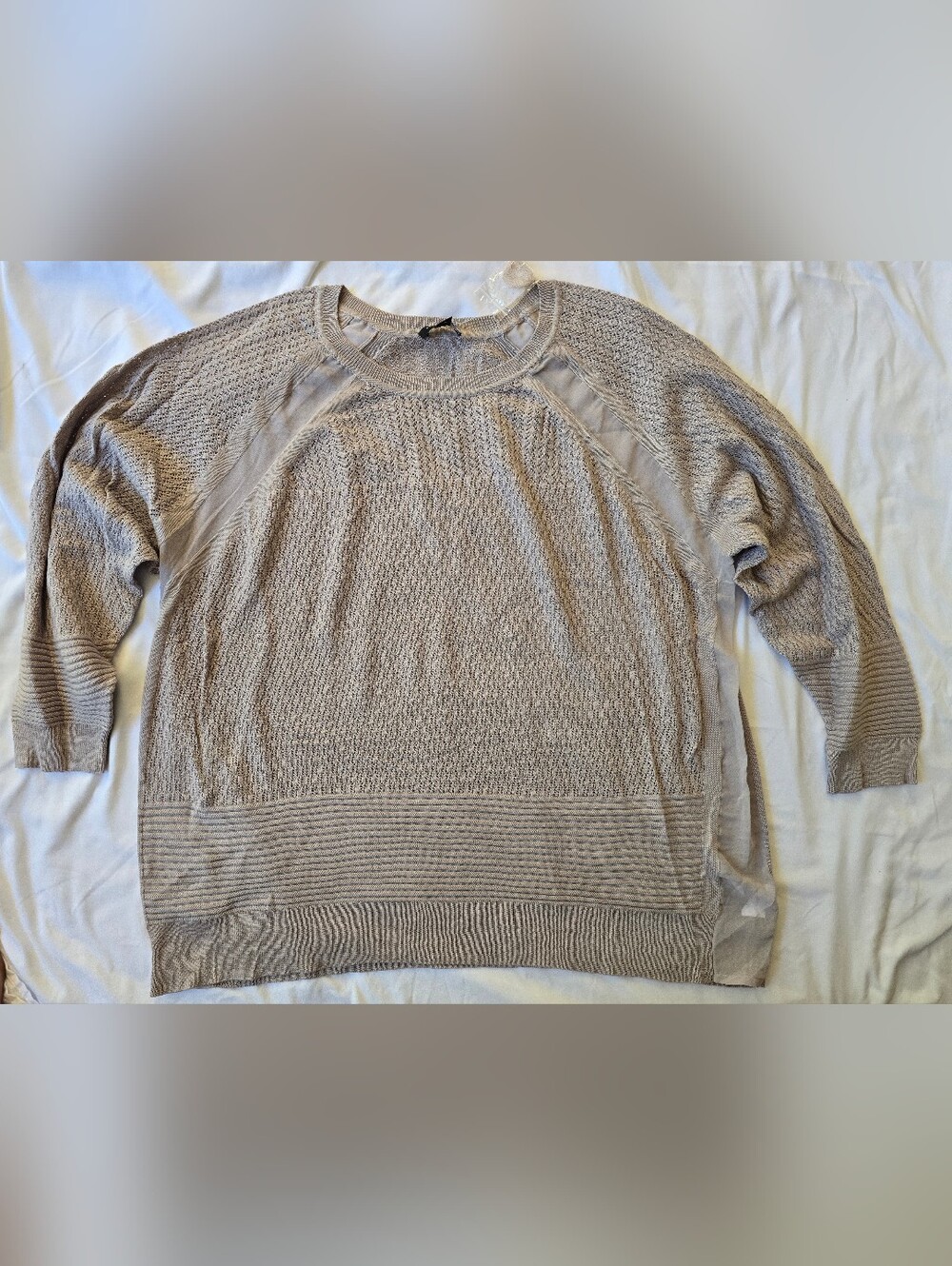 H By Halston Light Taupe Knit Long Sleeve Women's Shirt